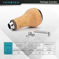 Gomexus Handle Knob Cork For Spinning Reel - Cork/Silver -Angelausrüstung CA27TNBK 4